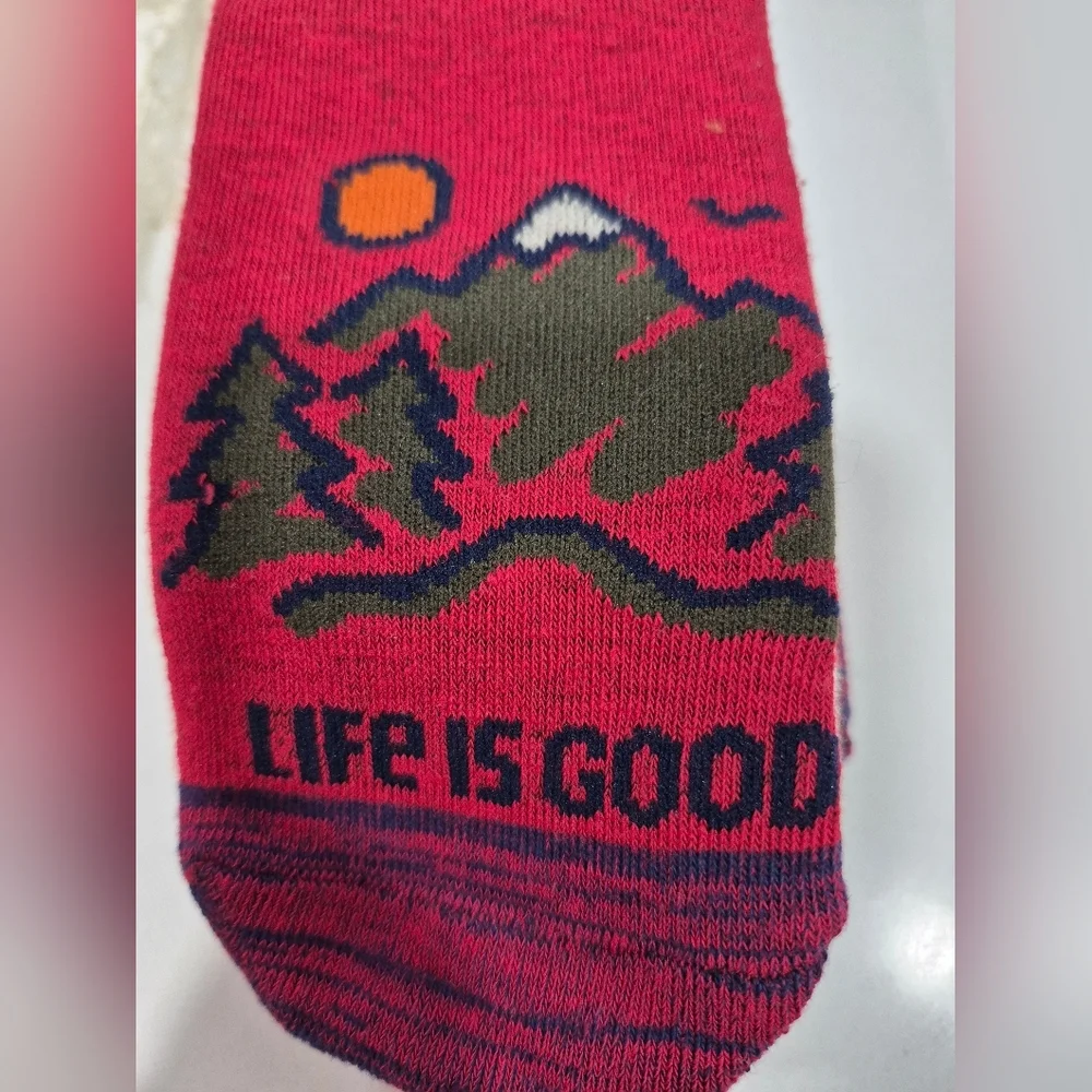 Life Is Good Men's Low Cut Socks - Gray, Blue, and Red